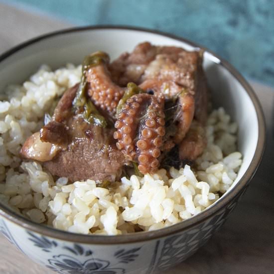 Braised pork with shiju octopus - Recipe photo by foodmakesmehappy