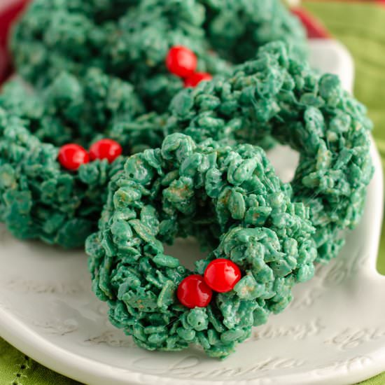 rice krispies wreaths - Recipe photo by freshaprilflours