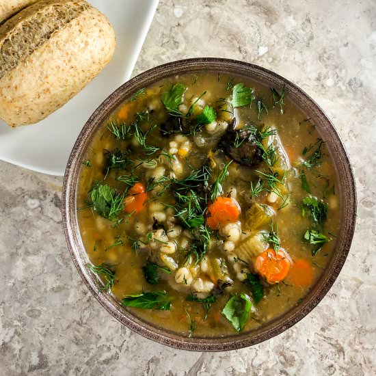 Hearty Mushroom and Barley Soup - Recipe photo by yaykosher