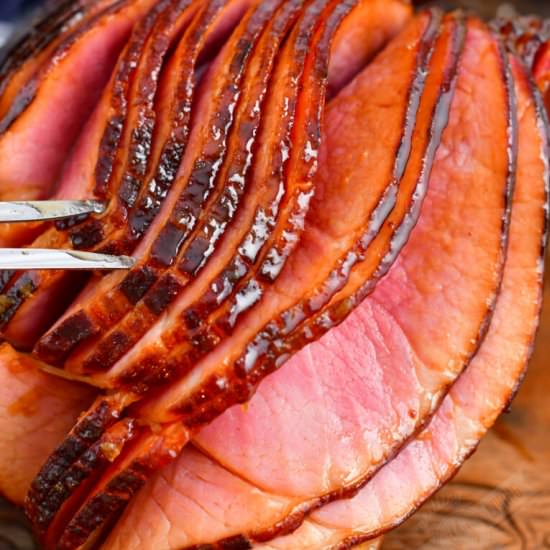 SMOKED HAM WITH BROWN SUGAR HAM GLA - Recipe photo by GrillingSmokingLiving