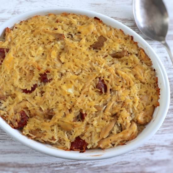 Chicken and chouriço rice in oven - Recipe photo by Food From Portugal