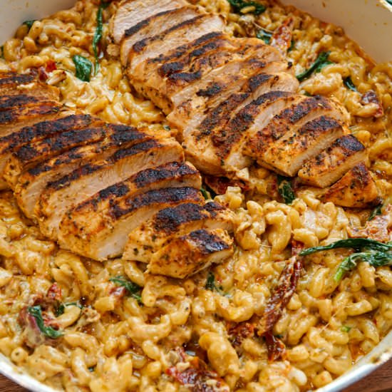 Tuscan Chicken Mac and Cheese - Recipe photo by Modern Meal Makeover