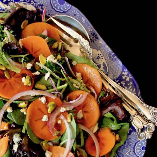 Persimmon Salad with Pistachios - Recipe photo by cookingontheweekends
