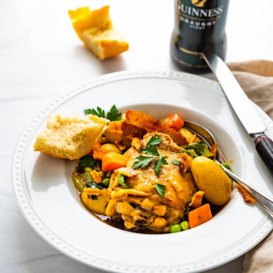 Irish Stout Braised Chicken Thighs - Recipe photo by garlic and zest