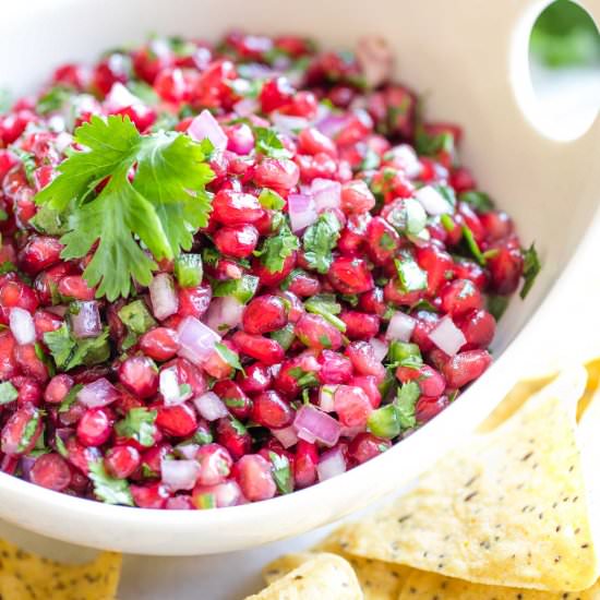 5-Minute Pomegranate Salsa - Recipe photo by Two Healthy Kitchens