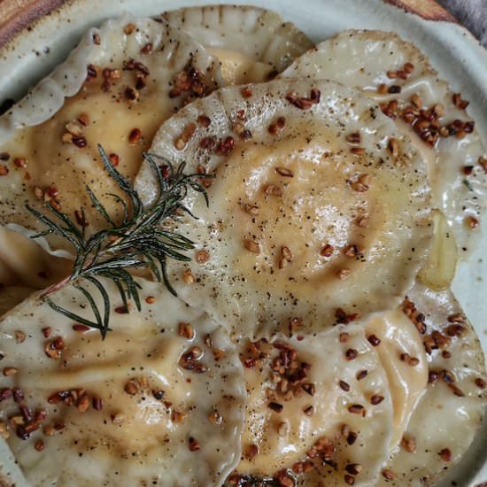 vegan butternut squash ravioli - Recipe photo by fromthecomfortofmybowl