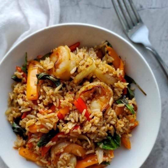 Thai basil fried rice - Recipe photo by Hungry Lankan