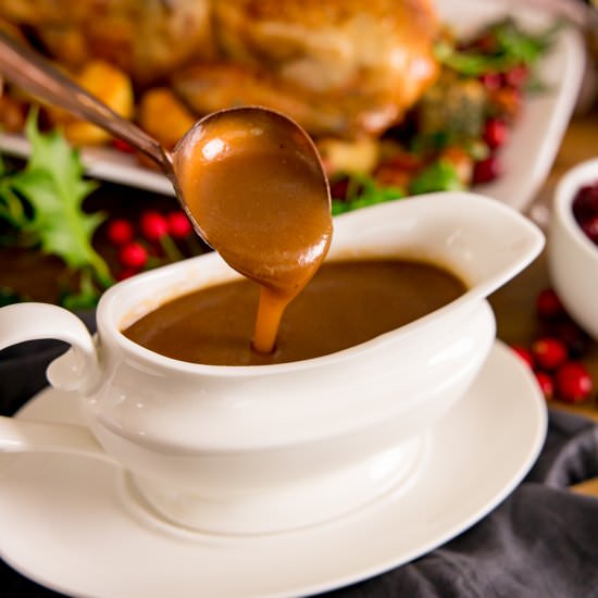 Make Ahead Gravy for Christmas - Recipe photo by KitchenSanctuary
