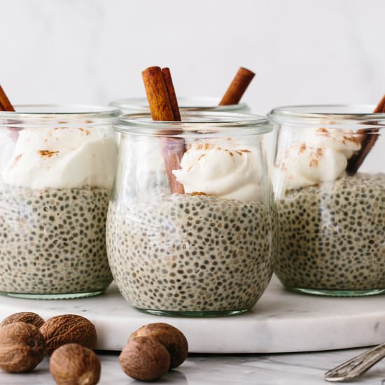 Eggnog Chia Pudding - Recipe photo by Downshiftology