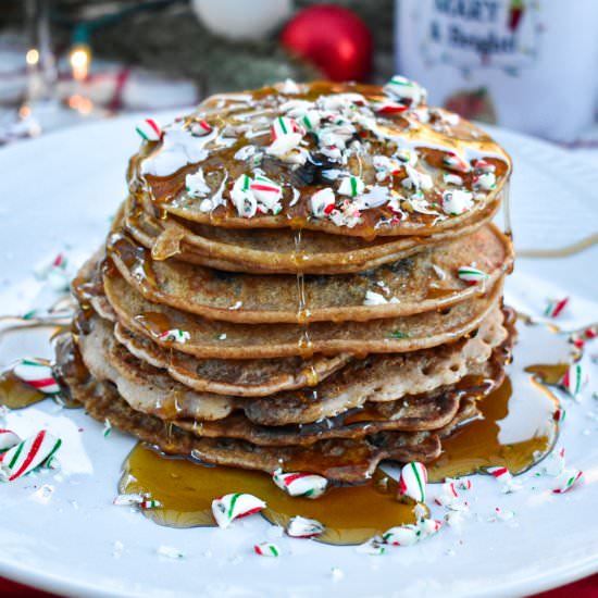 Chocolate Chip Peppermint Pancakes - Recipe photo by Bloody Mary Obsessed