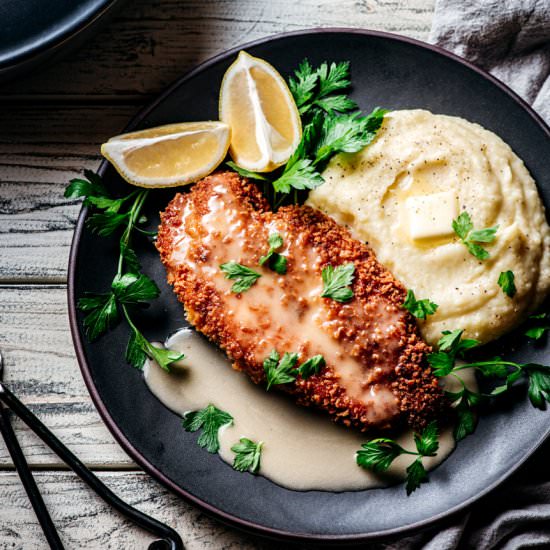 Crunchy Chicken with Beurre Blanc - Recipe photo by cookingwithwineblog