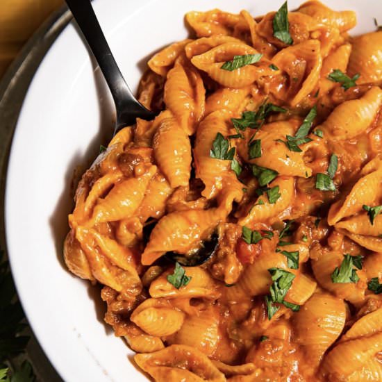 Vegan Cheesy Taco Pasta - Recipe photo by jessicainthekitchen