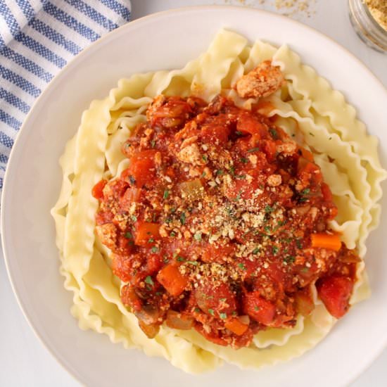Vegan Tofu Bolognese - Recipe photo by plantbasedjess