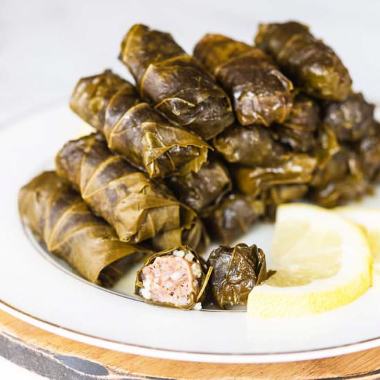 Lamb Stuffed Grape Leaves & Sauce - Recipe photo by cuisineandtravel
