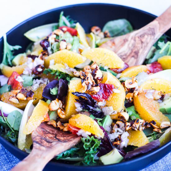 Orange Salad w/ Honeyed Hazelnuts - Recipe photo by MaesMenu