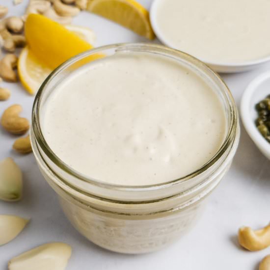 Creamy Vegan Caesar Dressing - Recipe photo by brokebankvegan