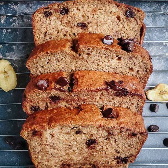 chocolate chip banana bread - Recipe photo by brokebankvegan