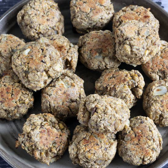 Chestnut and sage stuffing balls - Recipe photo by Mandy Sneaky Veg