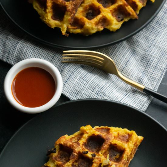 Spaghetti Squash Hash Brown Waffles - Recipe photo by JawnsICooked