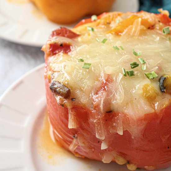 Barley stuffed bell peppers - Recipe photo by DamnTastyVegan