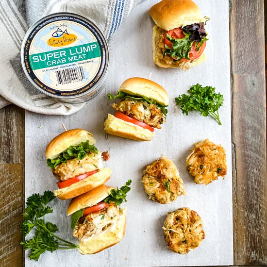 Mini BLT Crab Cake Sandwiches - Recipe photo by amycaseycooks
