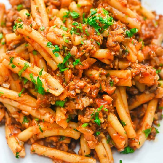 Mushroom Bolognese Pasta - Recipe photo by COOKTORIA