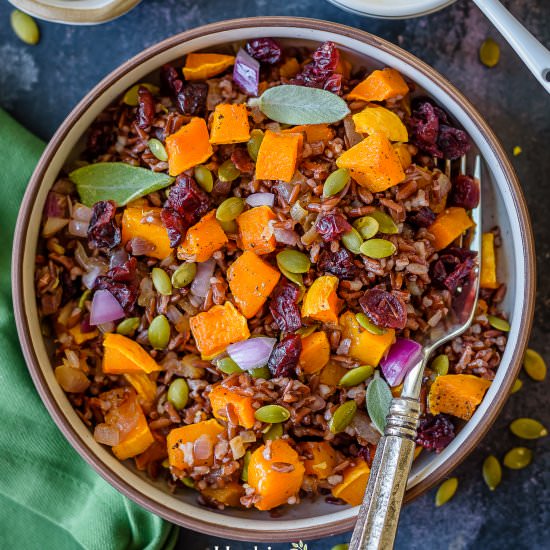 Butternut Squash Red Rice Pilaf - Recipe photo by Herbivore Cucina