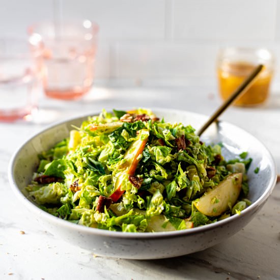 Vegan Brussel Sprout Salad - Recipe photo by greenseggsandyams