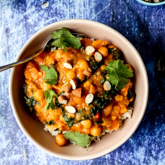 Thai Chickpea and Squash Red Curry - Recipe photo by upbeetkitchen