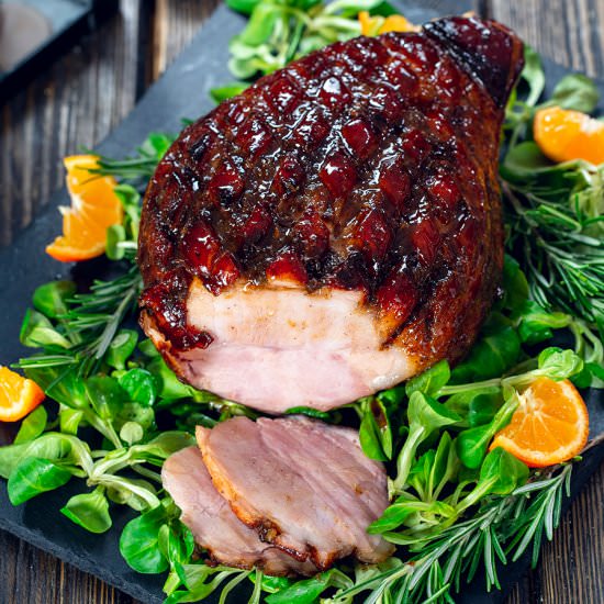 Brown Sugar and Ginger Glazed Ham - Recipe photo by Home Cooking Adventure