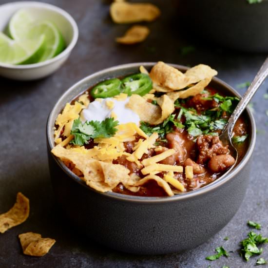 Chipotle Beef and Bean Chili - Recipe photo by fromachefskitchen