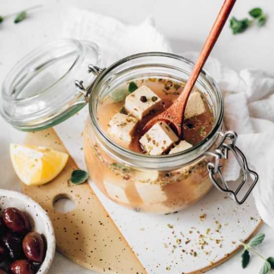Herbed Tofu Feta Cheese - Recipe photo by nutriciously