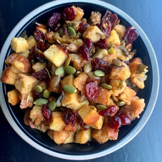 Cranberry & Pumpkin Seed Stuffing - Recipe photo by The Lazy Slow Cooker