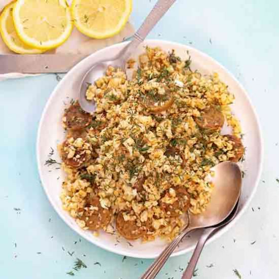 Vegan Cauliflower Rice and Sausage - Recipe photo by healingtomato