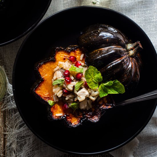 Wild Rice Stuffed Squash - Recipe photo by rhubarbandcod