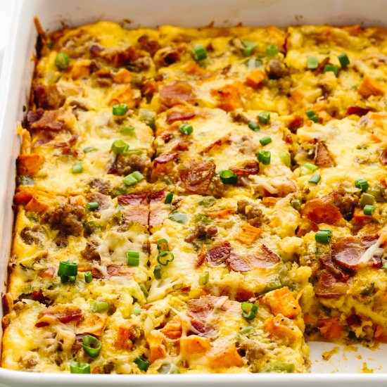 Loaded Breakfast Casserole - Recipe photo by Downshiftology