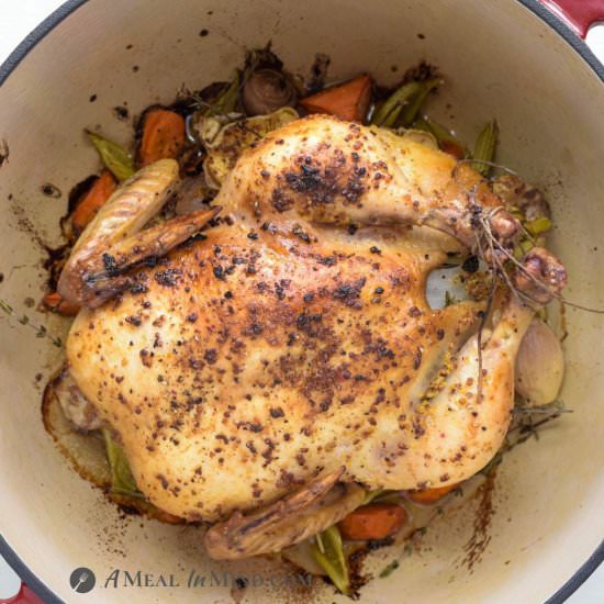 Dutch Oven Lemon Mustard Chicken - Recipe photo by a meal in mind