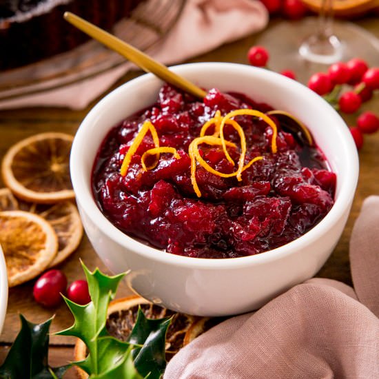 Cranberry Sauce with Port - Recipe photo by KitchenSanctuary