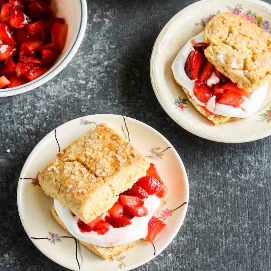 Strawberry Sour Cream Shortcakes - Recipe photo by The Desserted Girl
