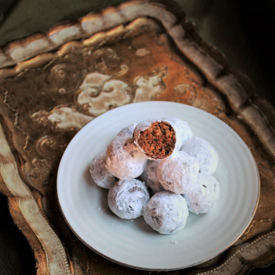 Ginger Pecan Rum Balls - Recipe photo by TwoBitTart