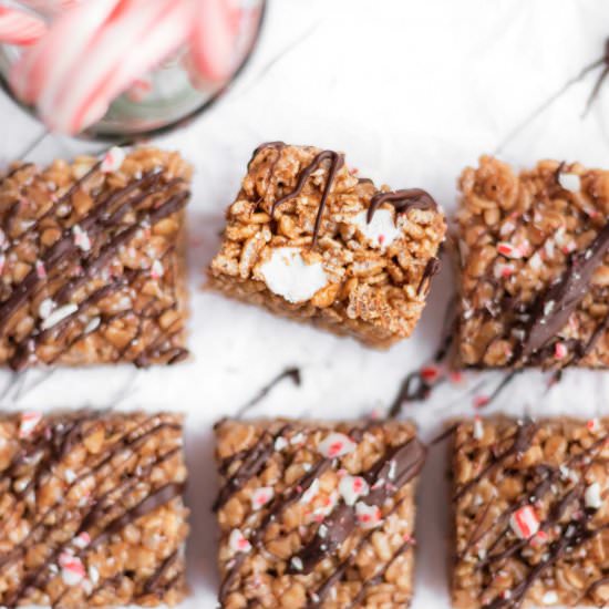 Peppermint Cocoa Rice Krispie Treat - Recipe photo by Donut Worry Be Healthy