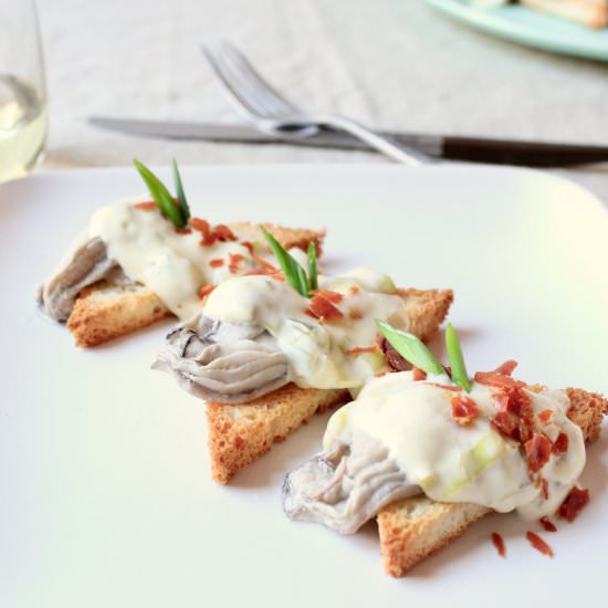 Oysters in Leek Cream - Recipe photo by the good eats co