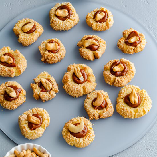 Caramel Cashew Thumbprint Cookies - Recipe photo by Spoonabilities