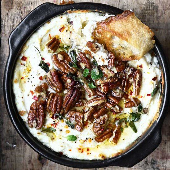 Baked Ricotta Dip with Pecans - Recipe photo by servingdumplings