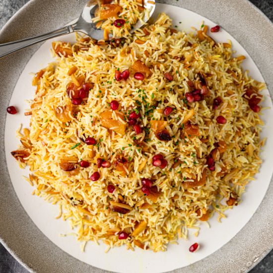 Persian Saffron Rice with Apricot - Recipe photo by Silk Road Recipes
