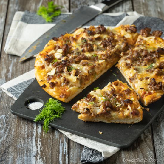 Sausage and Fennel Cast-Iron Pizza - Recipe photo by Compelled To Cook