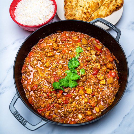 Green Lentil and Halloumi Curry - Recipe photo by skinnyspatula