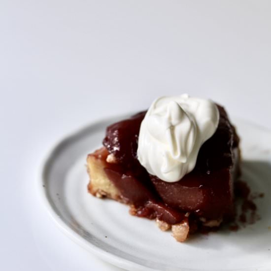 Red Wine Poached Pear Tarte Tartin - Recipe photo by wildreverie_byamanda