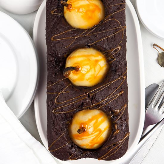 Chocolate hidden pear cake - Recipe photo by plantbasedrecipe2020