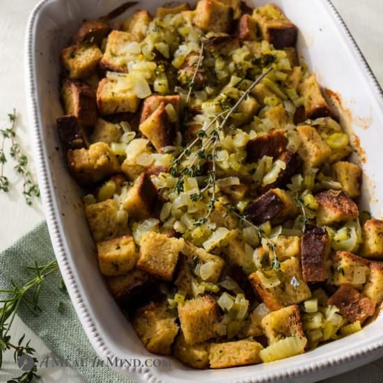 Herbed Gluten-Free Stuffing - Recipe photo by a meal in mind